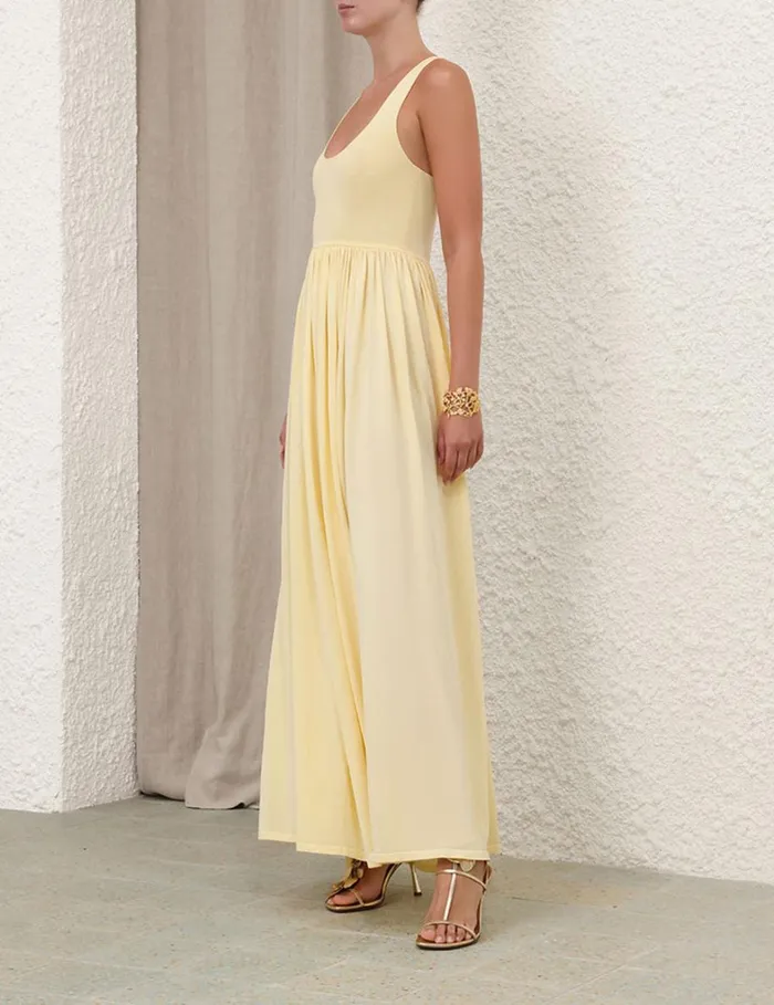 Women Dresses Zimmermann Harmony Metallic Tank Dress Lemon
