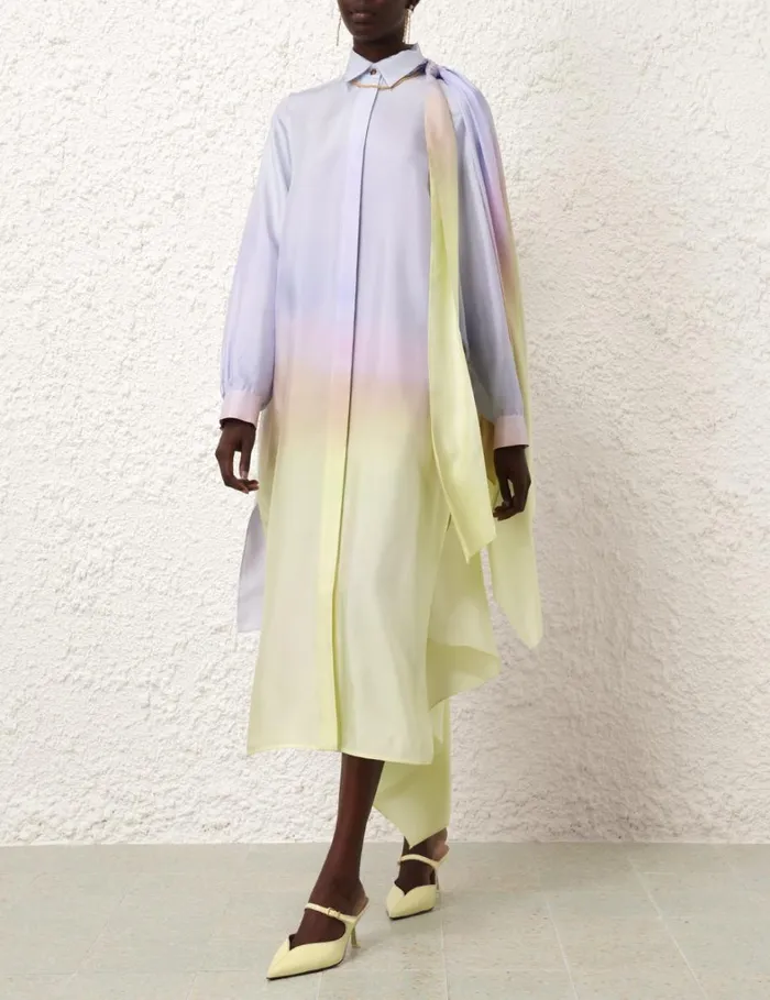 Women Dresses Zimmermann Harmony Scarf Shirt Midi Yellow Fields
