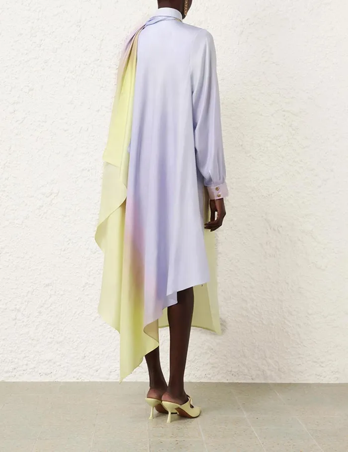 Women Dresses Zimmermann Harmony Scarf Shirt Midi Yellow Fields