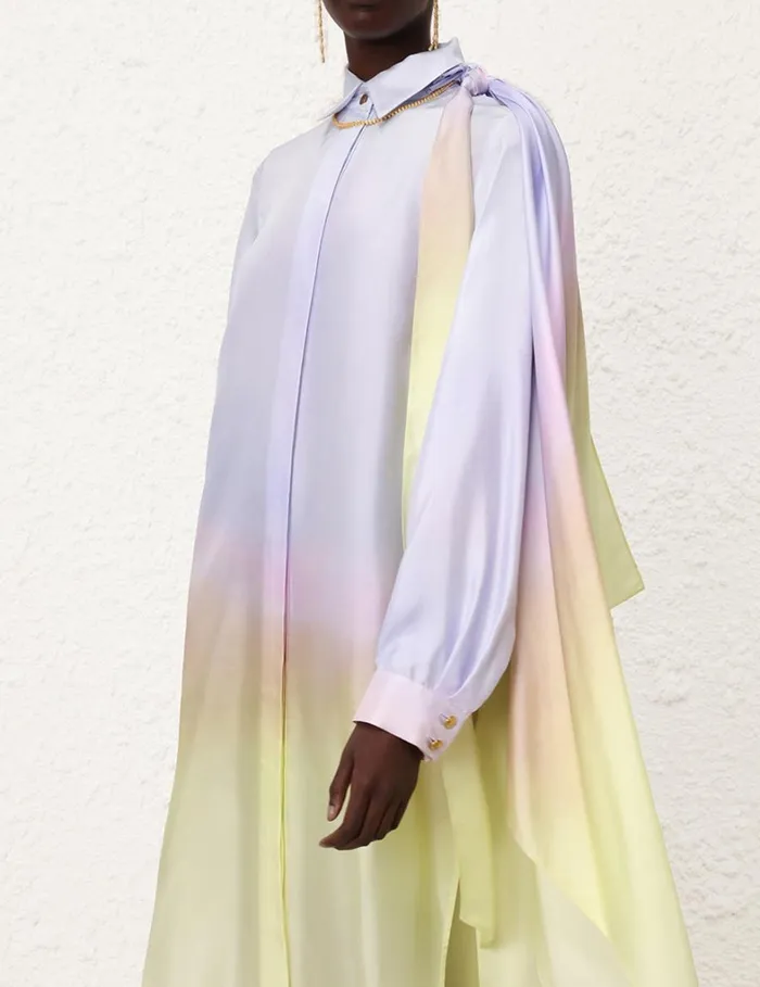 Women Dresses Zimmermann Harmony Scarf Shirt Midi Yellow Fields