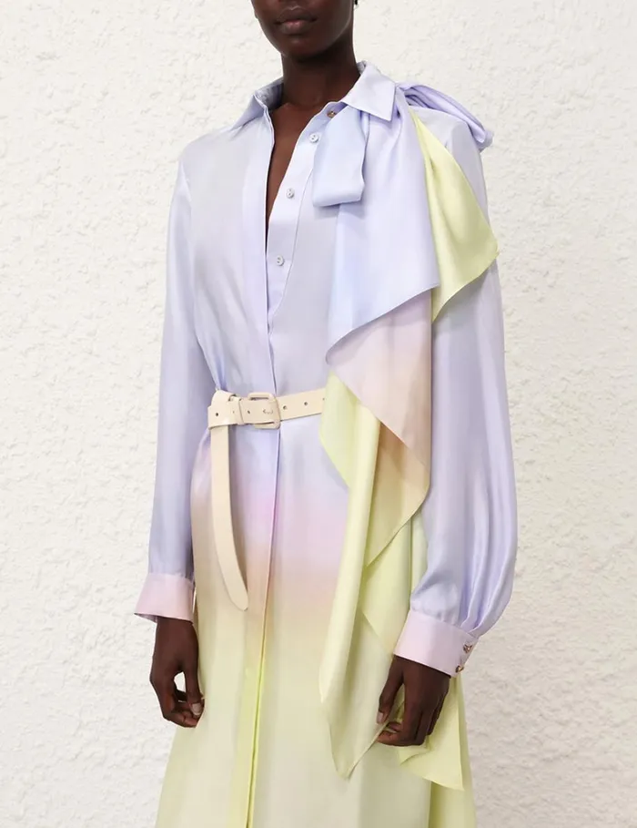 Women Dresses Zimmermann Harmony Scarf Shirt Midi Yellow Fields