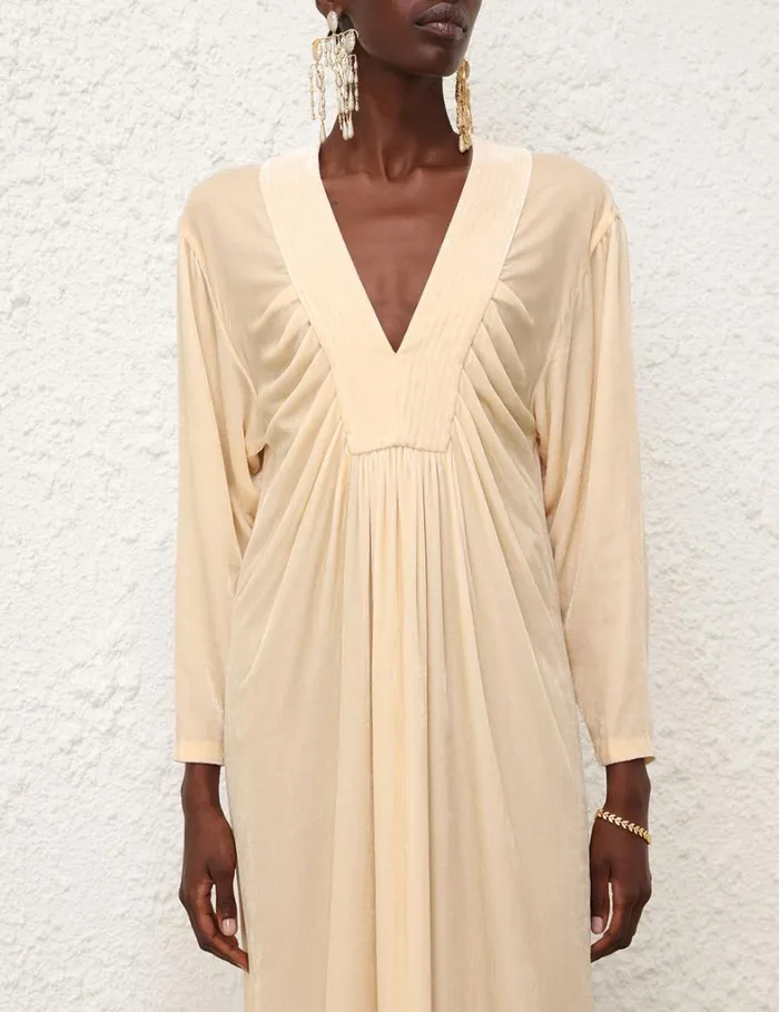 Women Dresses Zimmermann Harmony Velvet Dress Cream