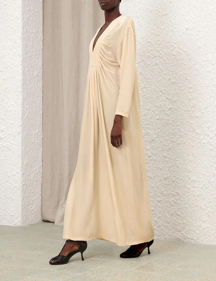 Women Dresses Zimmermann Harmony Velvet Dress Cream