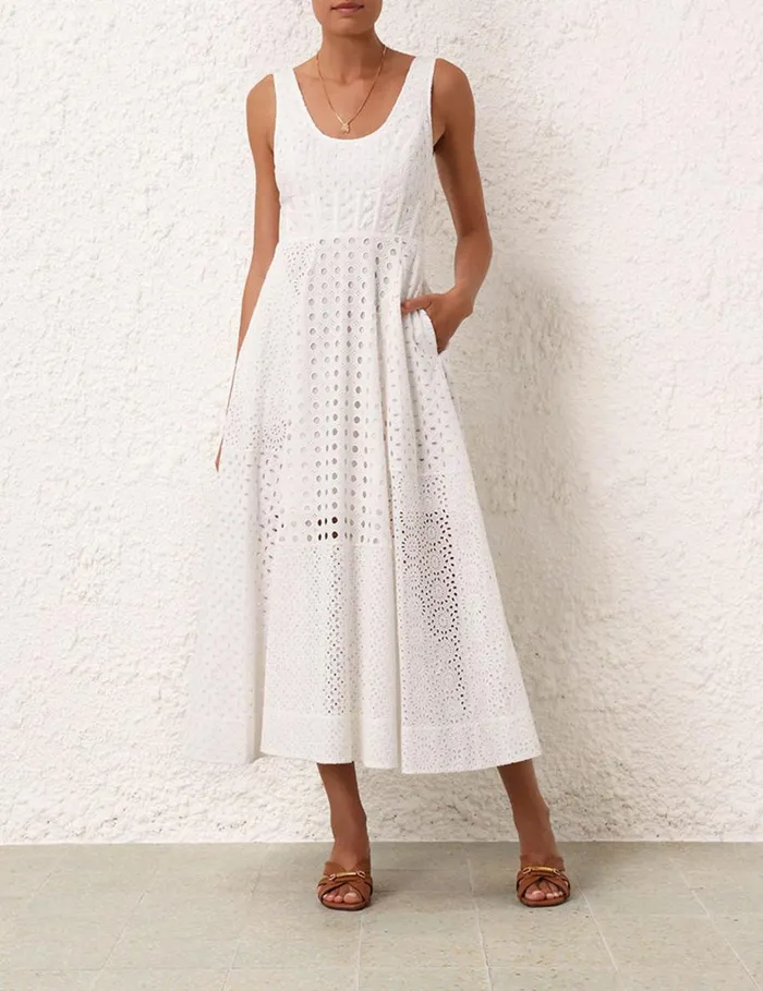 Women Dresses Zimmermann Matchmaker Anglaise Midi Ivory
