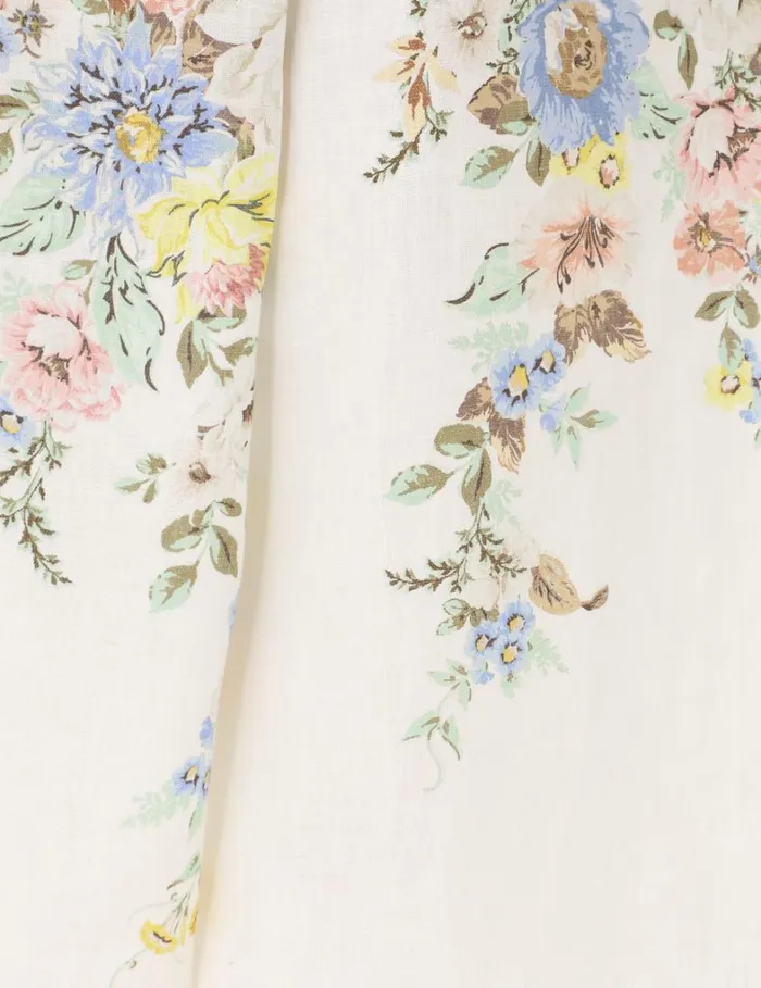 Women Dresses Zimmermann Matchmaker Buttoned Midi Dress Creamblue Floral