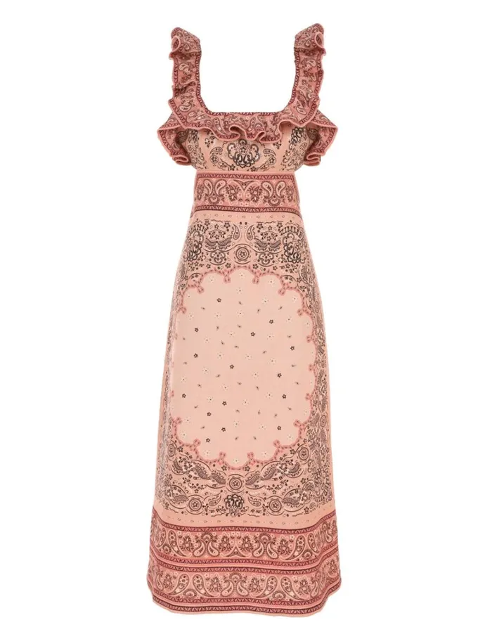 Women Dresses Zimmermann Matchmaker Frilled Midi Pink Bandana