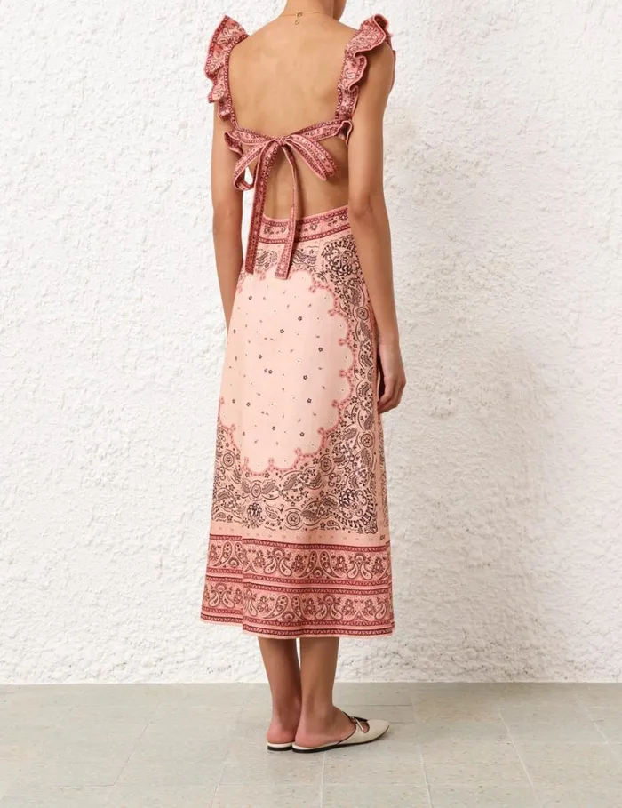 Women Dresses Zimmermann Matchmaker Frilled Midi Pink Bandana
