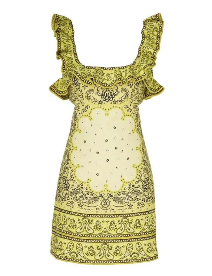 Women Dresses Zimmermann Matchmaker Frilled Mini Yellow Bandana