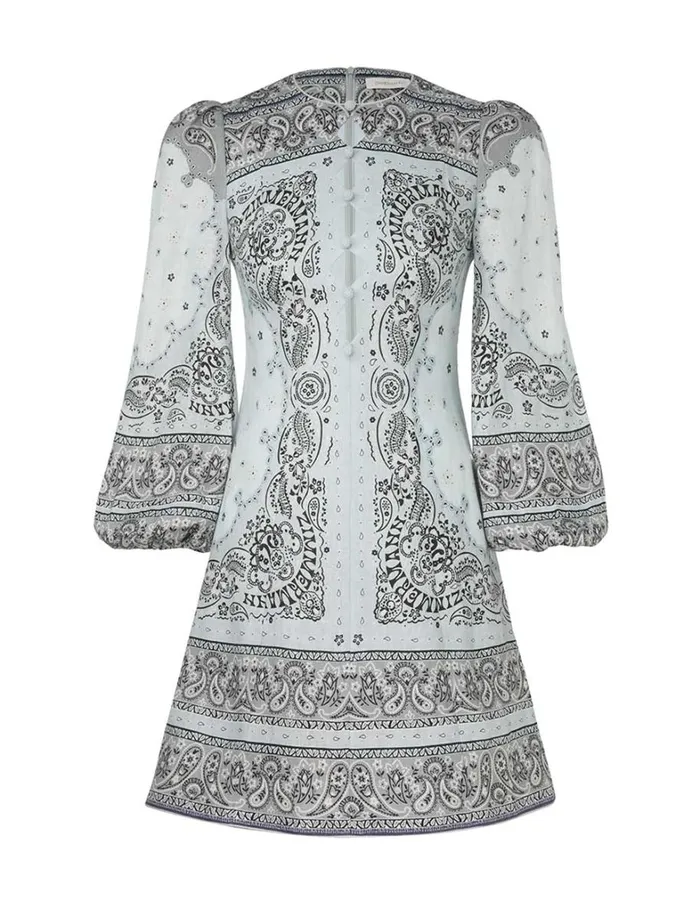 Women Dresses Zimmermann Matchmaker Keyhole Mini Dress Blue Bandana
