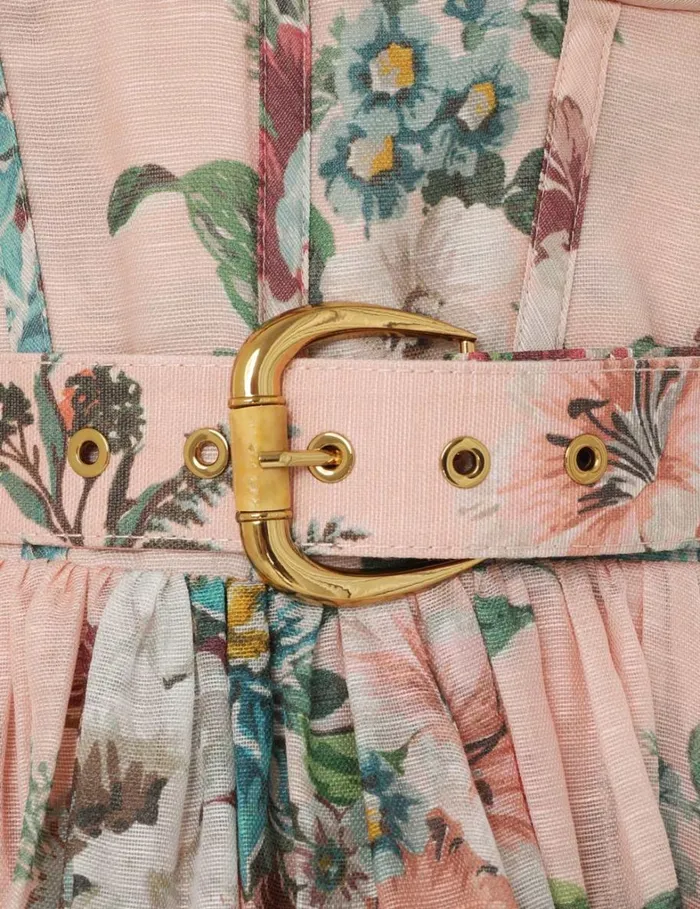 Women Dresses Zimmermann Matchmaker Midi Dress Pink Barkcloth Print