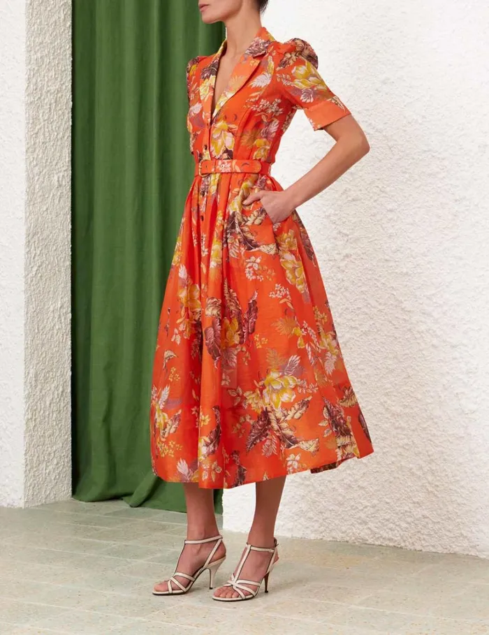 Women Dresses Zimmermann Matchmaker Midi Shirt Dress Red Tropical Floral