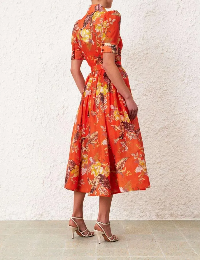 Women Dresses Zimmermann Matchmaker Midi Shirt Dress Red Tropical Floral