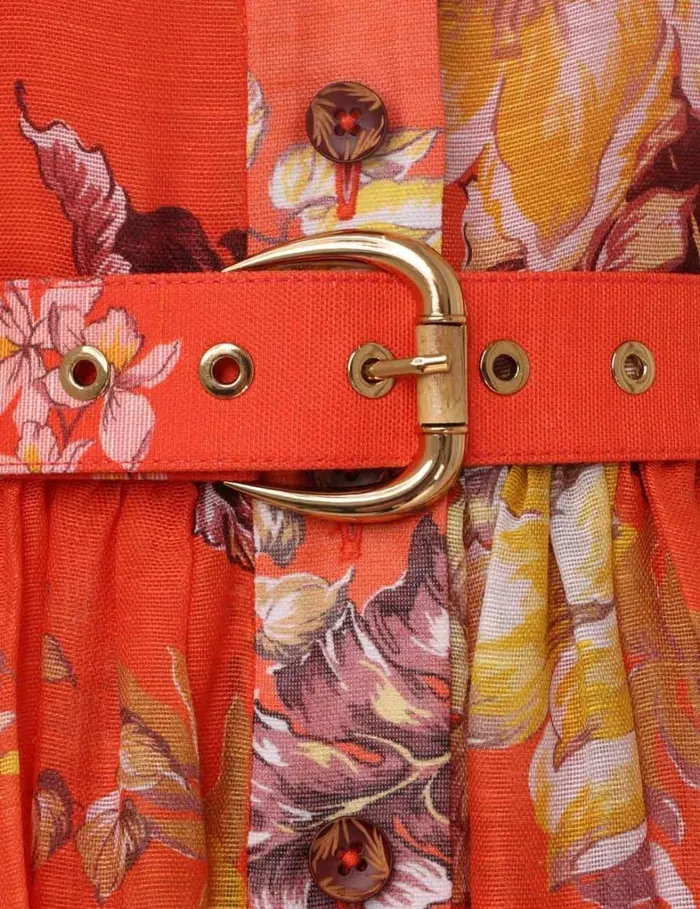 Women Dresses Zimmermann Matchmaker Midi Shirt Dress Red Tropical Floral