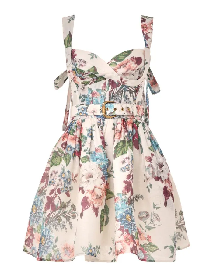 Women Dresses Zimmermann Matchmaker Mini Dress Ivory Barkcloth Print