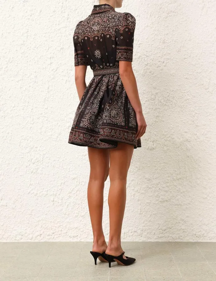 Women Dresses Zimmermann Matchmaker Mini Shirt Dress Black Bandana