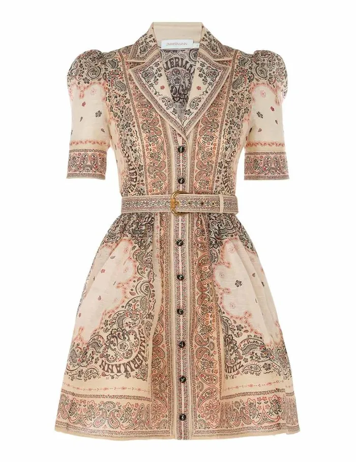 Women Dresses Zimmermann Matchmaker Mini Shirt Dress Cream Bandana