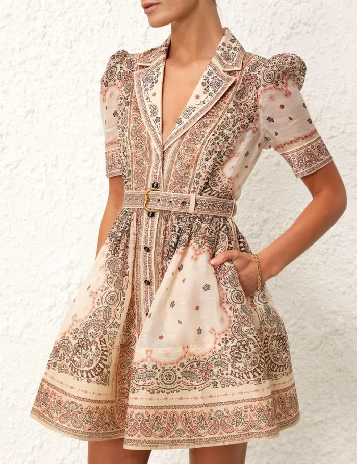 Women Dresses Zimmermann Matchmaker Mini Shirt Dress Cream Bandana