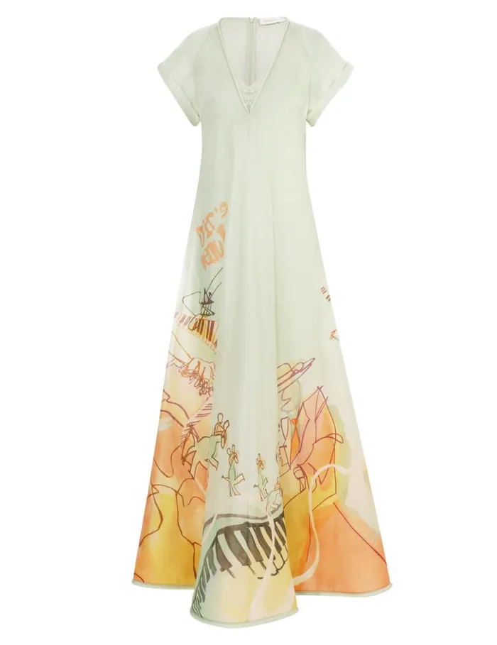 Women Dresses Zimmermann Matchmaker Poster V Neck Dress Poster Print
