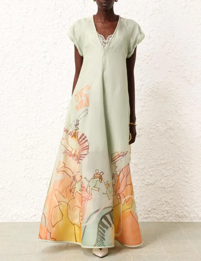 Women Dresses Zimmermann Matchmaker Poster V Neck Dress Poster Print