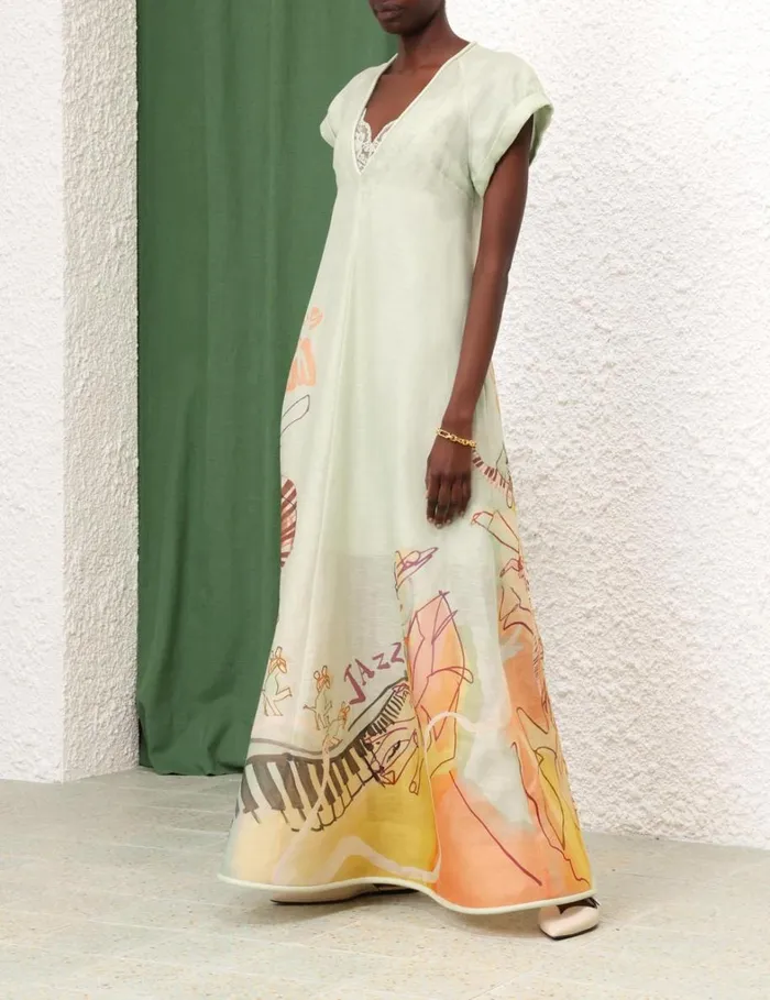 Women Dresses Zimmermann Matchmaker Poster V Neck Dress Poster Print