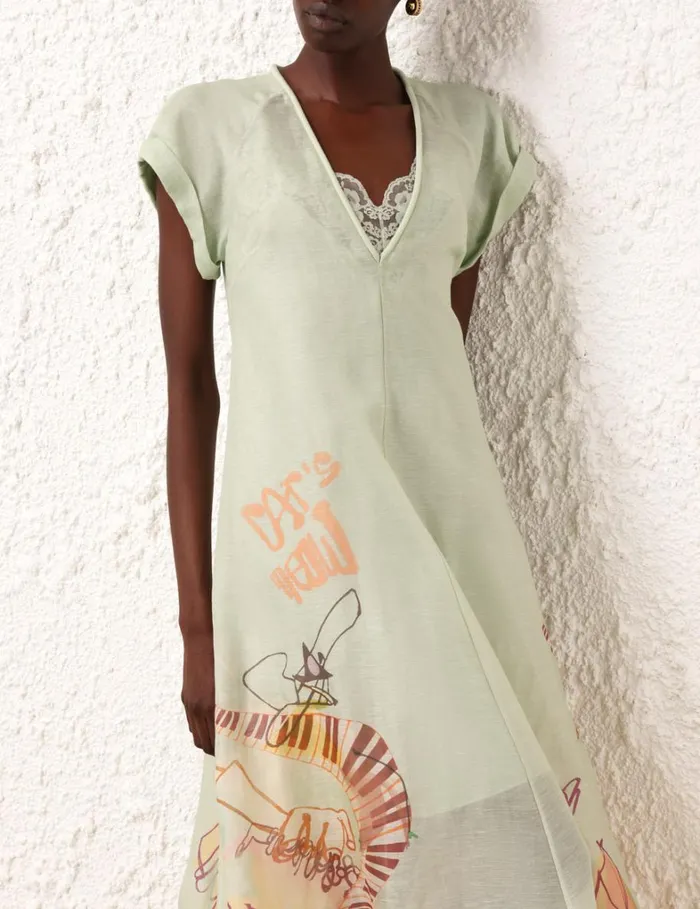 Women Dresses Zimmermann Matchmaker Poster V Neck Dress Poster Print