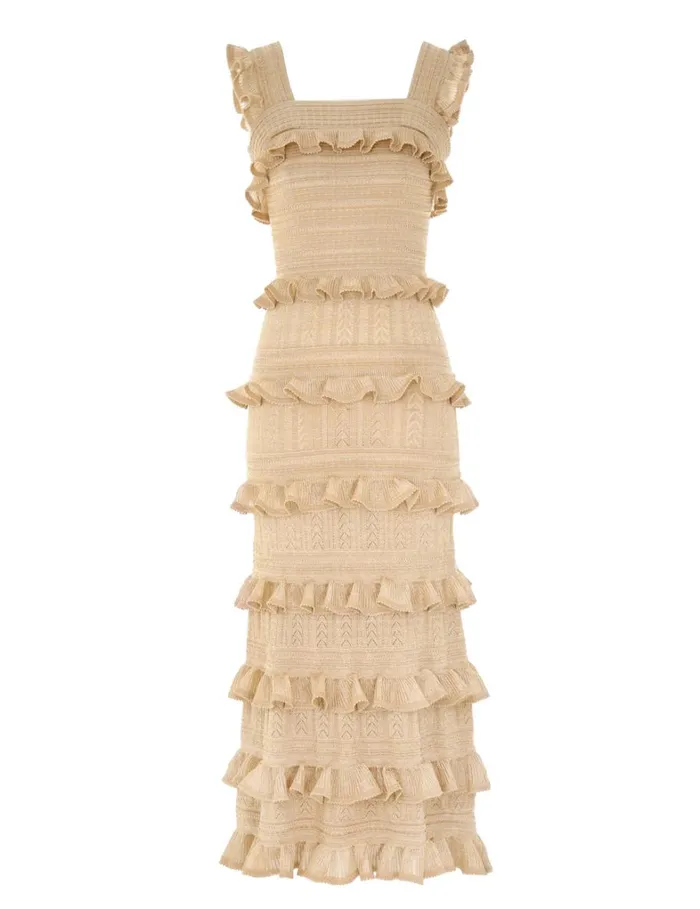 Women Dresses Zimmermann Matchmaker Ruffle Midi Gold Lurex