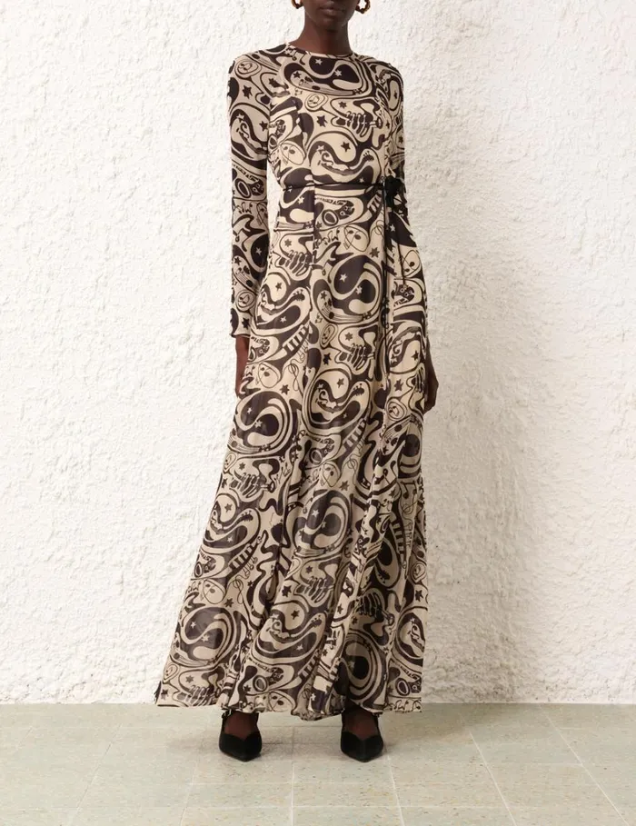 Women Dresses Zimmermann Matchmaker Sheath Dress Blacktea Abstract Musical