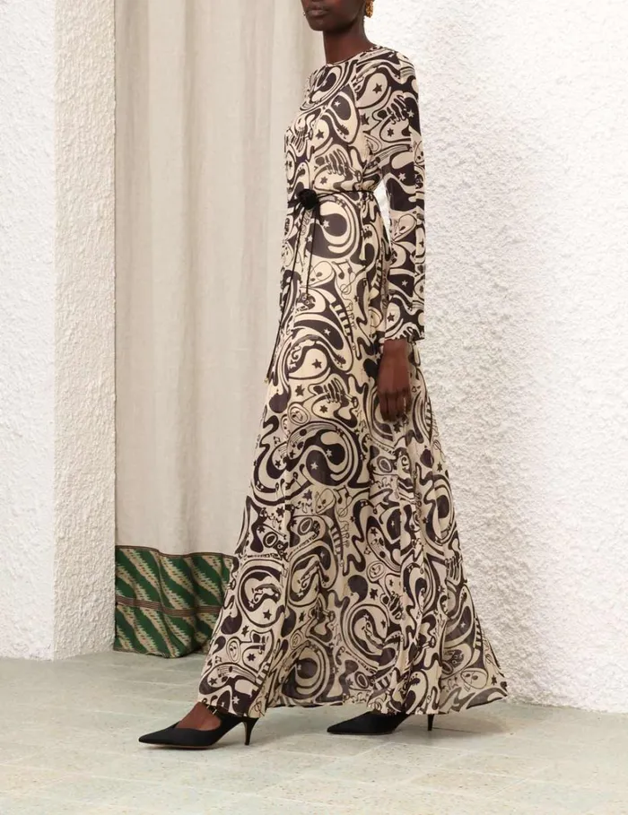 Women Dresses Zimmermann Matchmaker Sheath Dress Blacktea Abstract Musical