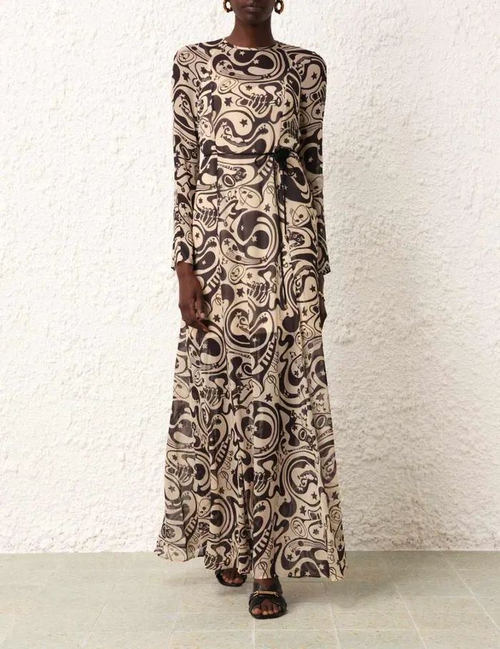 Women Dresses Zimmermann Matchmaker Sheath Dress Blacktea Abstract Musical