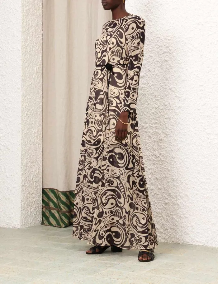 Women Dresses Zimmermann Matchmaker Sheath Dress Blacktea Abstract Musical