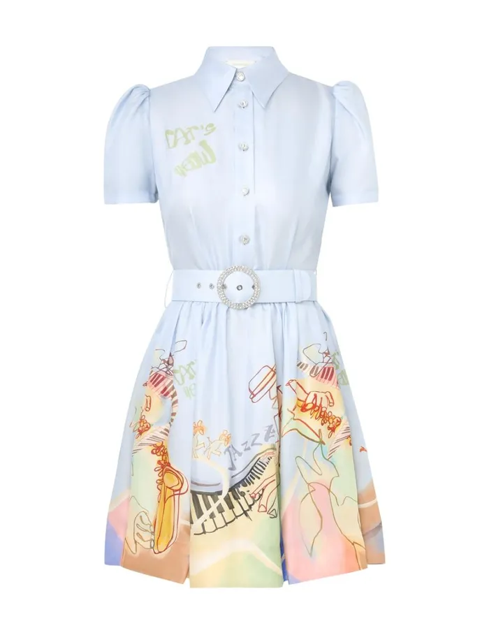 Women Dresses Zimmermann Matchmaker Shirt Mini Dress Blue Poster