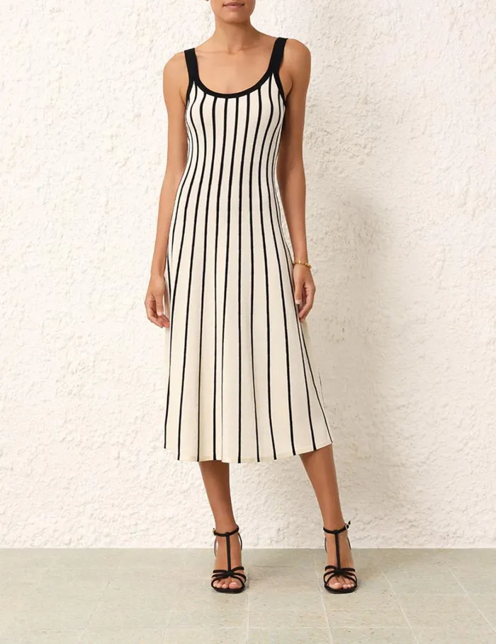 Women Dresses Zimmermann Matchmaker Stripe Tank Dress Creamblack