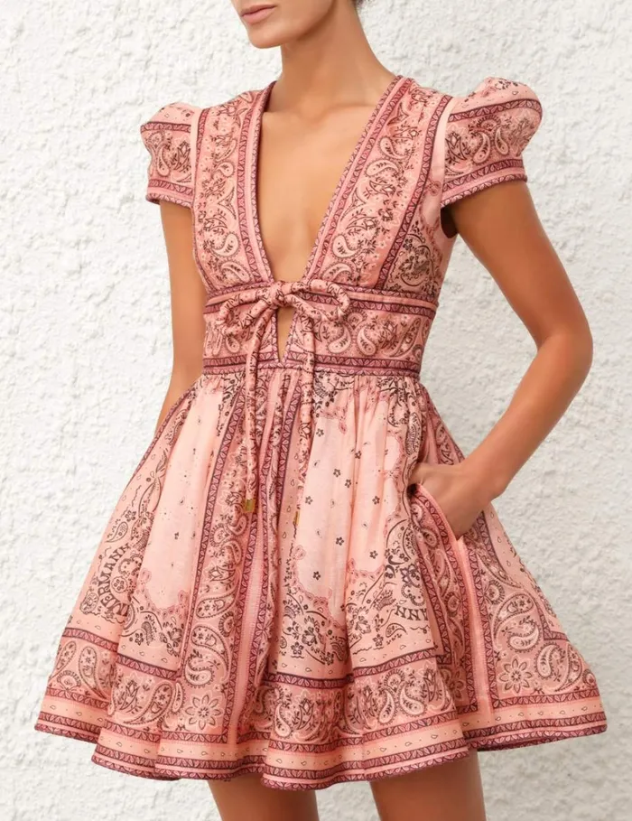 Women Dresses Zimmermann Matchmaker Structured Mini Pink Bandana