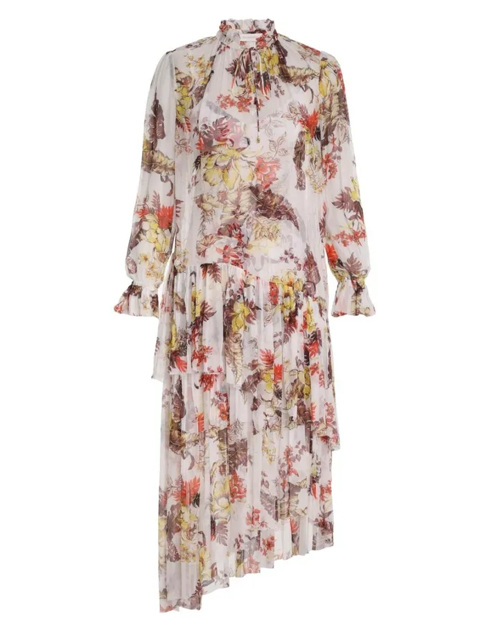 Women Dresses Zimmermann Matchmaker Tiered Dress Ivory Tropical Floral