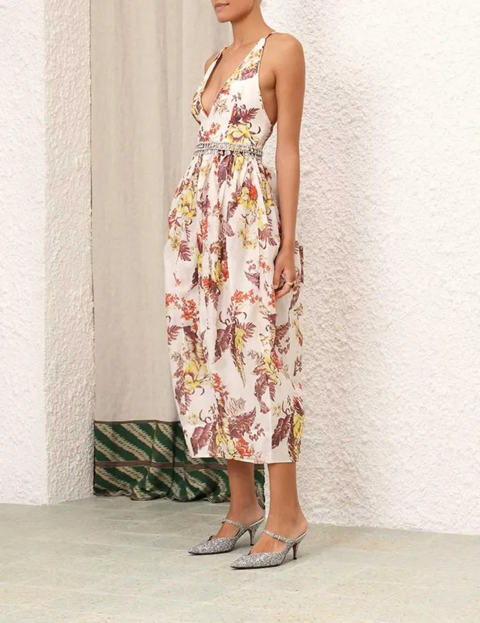 Women Dresses Zimmermann Matchmaker Tulip Dress Ivory Tropical Floral