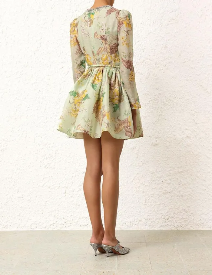 Women Dresses Zimmermann Matchmaker Tulip Mini Dress Mint Tropical Floral