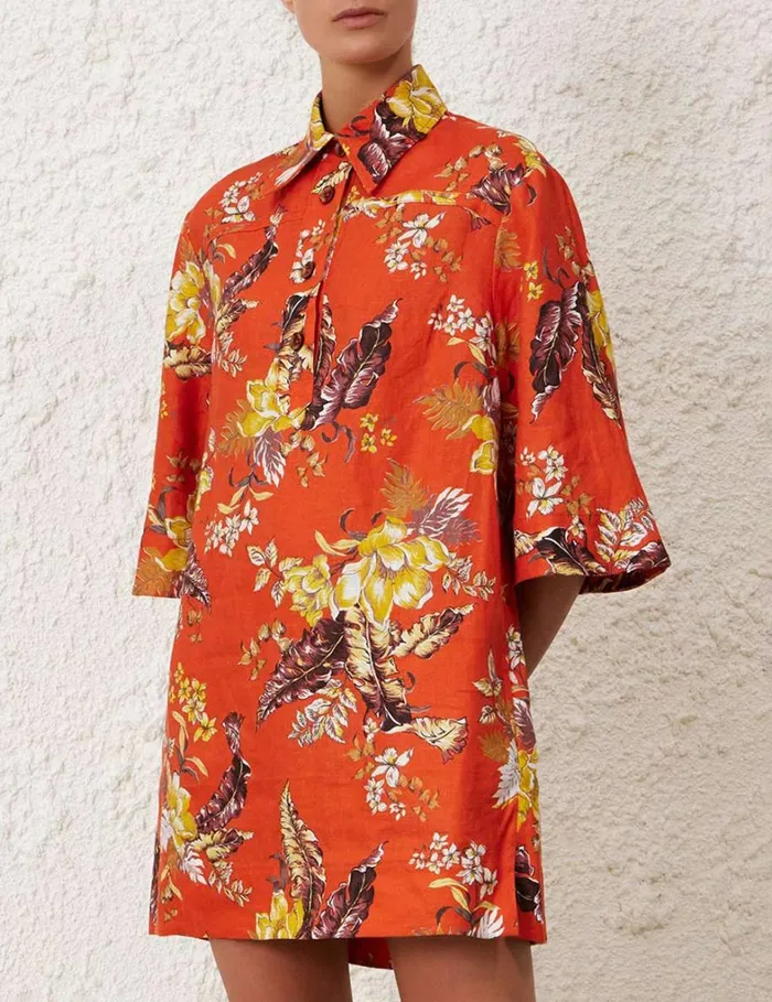 Women Dresses Zimmermann Matchmaker Tunic Dress Red Tropical Floral