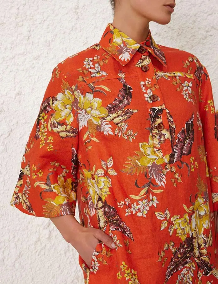 Women Dresses Zimmermann Matchmaker Tunic Dress Red Tropical Floral