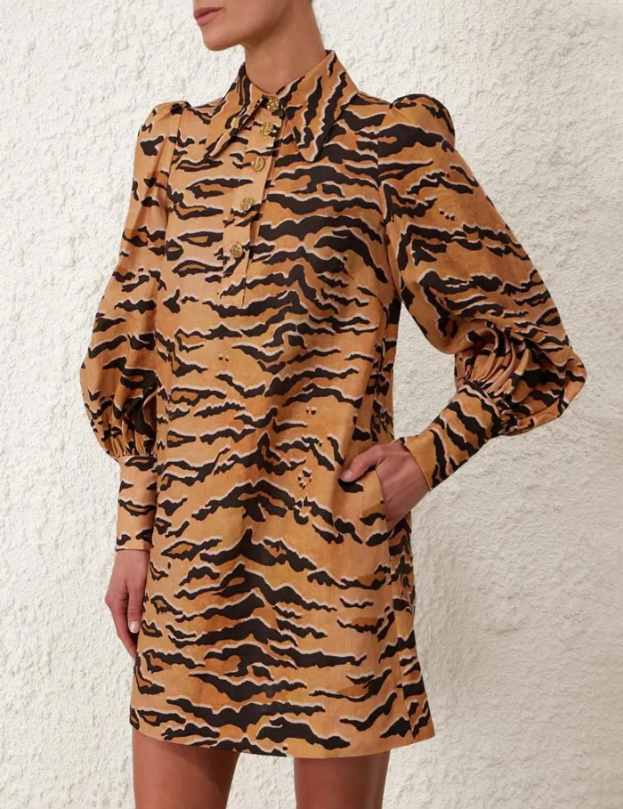 Women Dresses Zimmermann Matchmaker Tunic Dress Tan Tiger