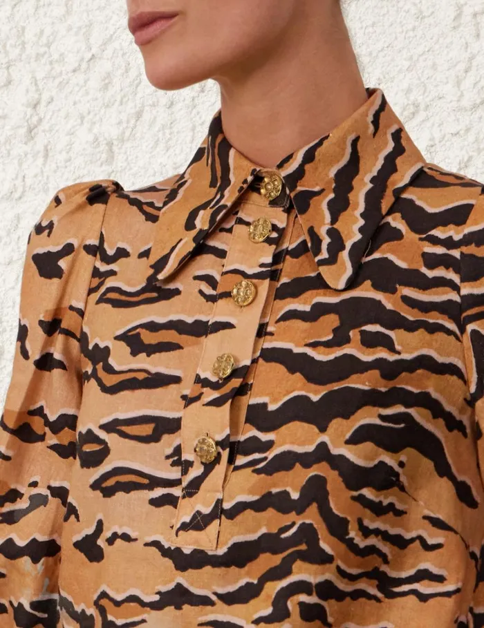 Women Dresses Zimmermann Matchmaker Tunic Dress Tan Tiger