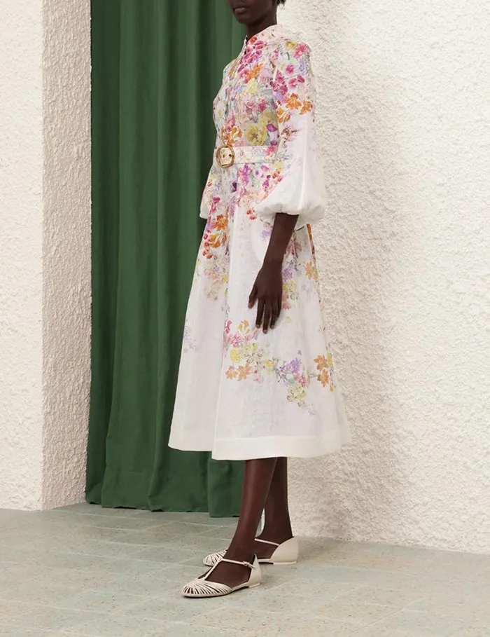 Women Dresses Zimmermann Natura Buttoned Midi Dress Kaleidoscope Garden