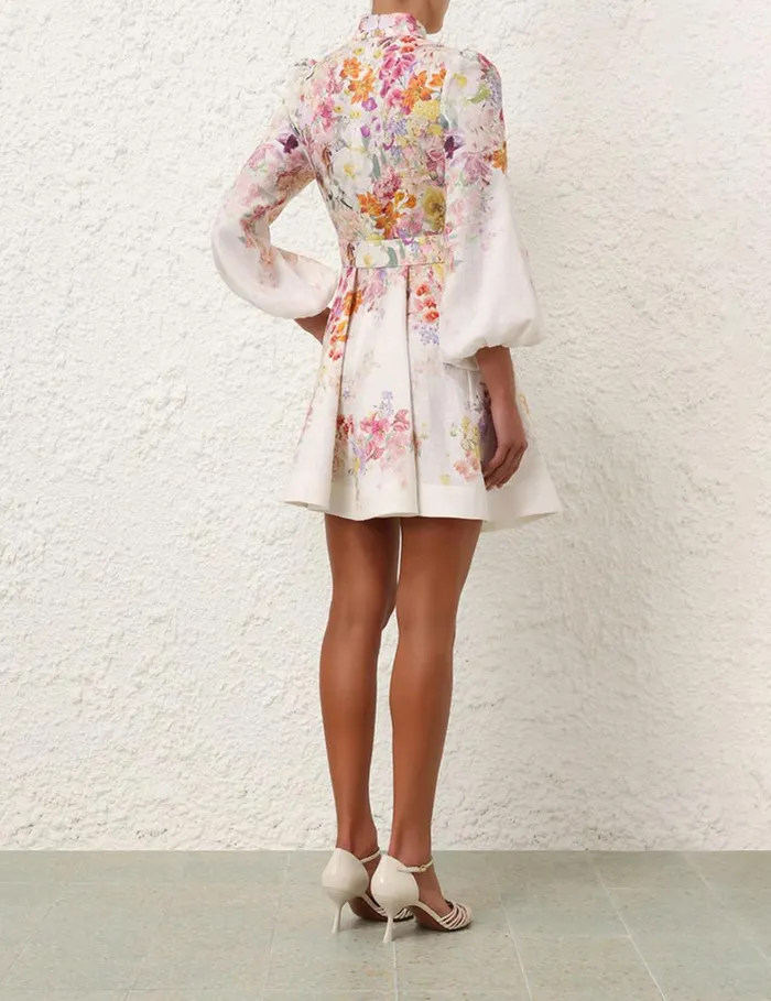 Women Dresses Zimmermann Natura Buttoned Mini Dress Kaleidoscope Garden
