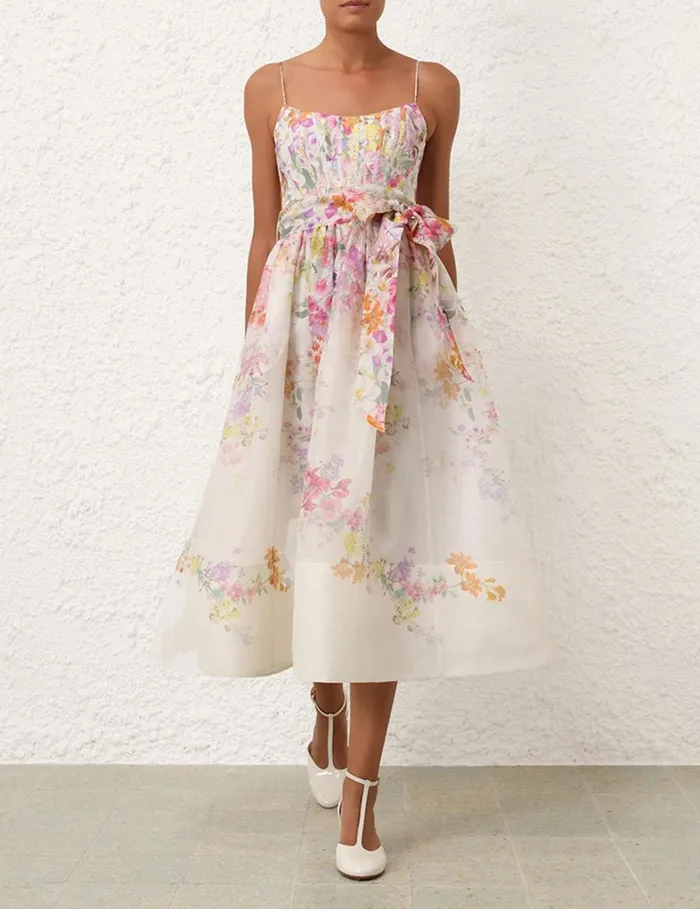 Women Dresses Zimmermann Natura Corset Midi Dress Kaleidoscope Garden