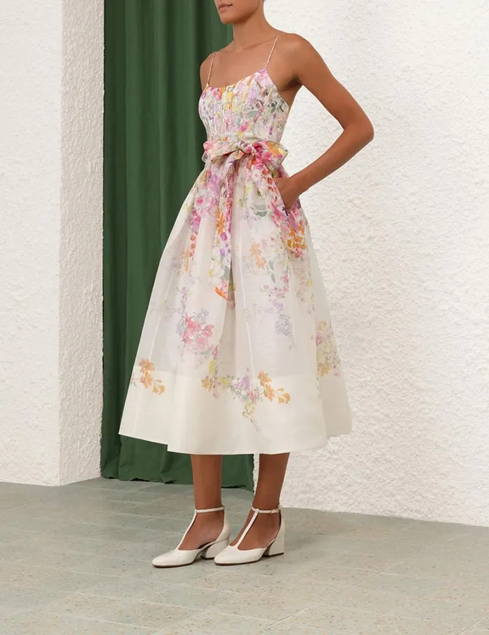 Women Dresses Zimmermann Natura Corset Midi Dress Kaleidoscope Garden