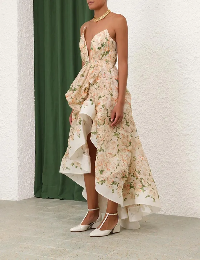 Women Dresses Zimmermann Natura Draped Midi Dress Coral Azalea