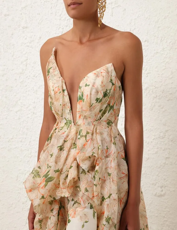 Women Dresses Zimmermann Natura Draped Midi Dress Coral Azalea