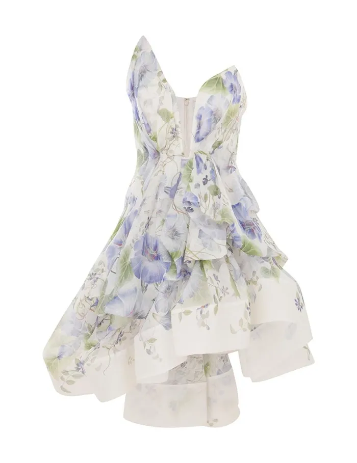 Women Dresses Zimmermann Natura Draped Mini Blue Floral