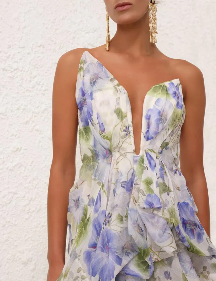 Women Dresses Zimmermann Natura Draped Mini Blue Floral