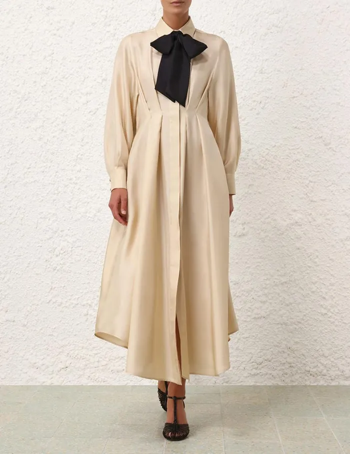 Women Dresses Zimmermann Natura Draped Shirt Dress Cream