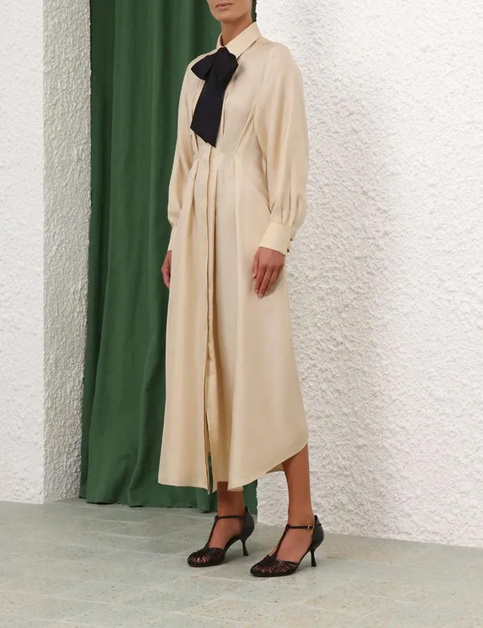 Women Dresses Zimmermann Natura Draped Shirt Dress Cream